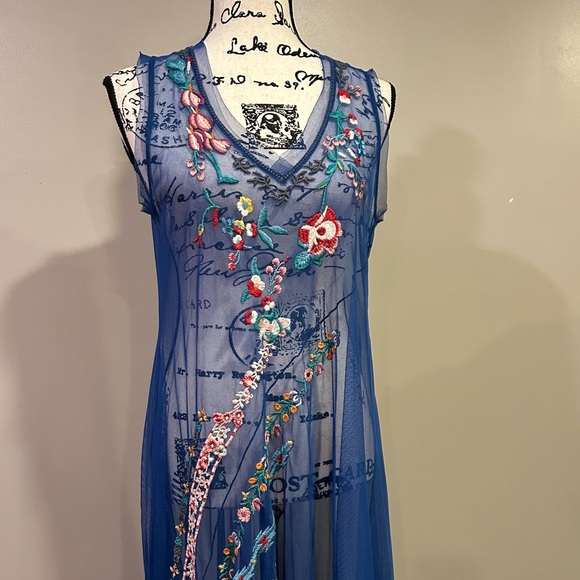 Johnny Was Johnny Was Mazzy Bias Slip Dress Blue Dream - Picture 14 of 16